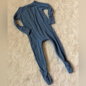 Little Sleepies Blue Ribbed Footie